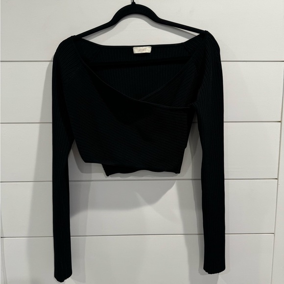 Lapointe black ribbed cross over cropped top - Picture 10 of 11